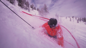 find---me! Lawinenband, Tiefschneeband (Avalanche- and Powder leash) besteht aus 2 Taschen mit je 10 m knallroten Bändern, 2 Kordeln. Mit find---me! nie wieder Ski im Tiefschnee verlieren